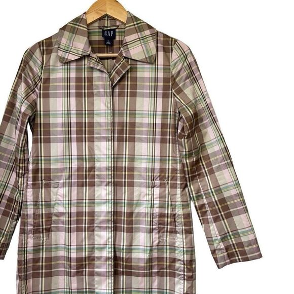 Gap plaid long trench water resistant raincoat - Picture 12 of 12